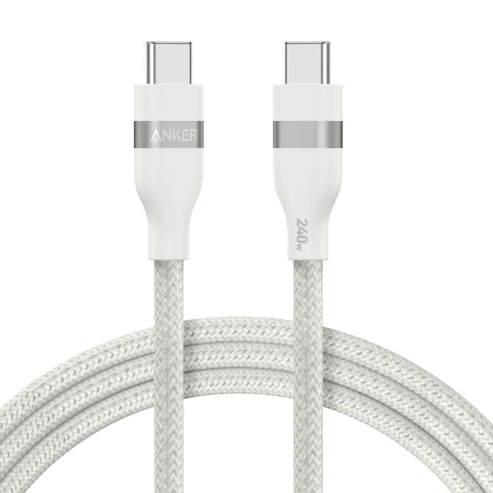 Câble Anker USB-C Tressé Écologique – Charge Rapide & Haute Compatibilité (Blanc) — Connecto.ma